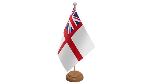 White Ensign Small Flag with Wooden Stand